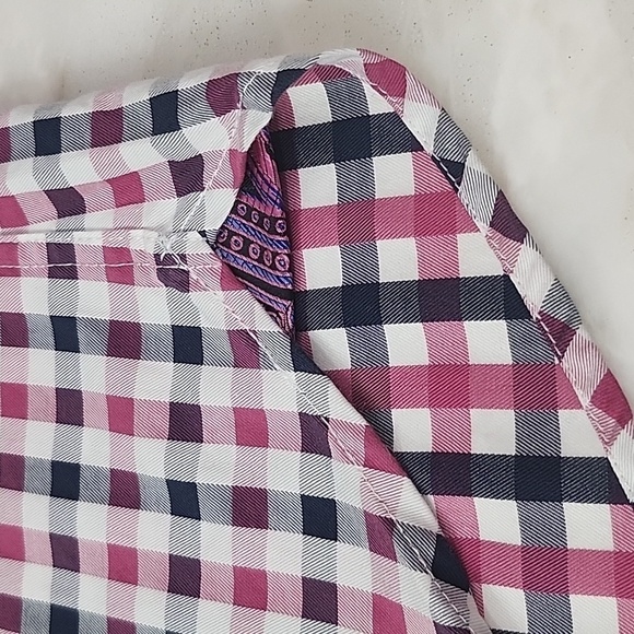 MICHELSON LONDON MENS BUTTON-DOWN PLAID WITH PAISLEY ACCENT CUFFS SIZE MEDIUM - Picture 8 of 11